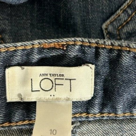 Ann Taylor Loft Jeans Women's Size 10 Blue Dark Wash Flare Denim Flap Pocket - Picture 7 of 8